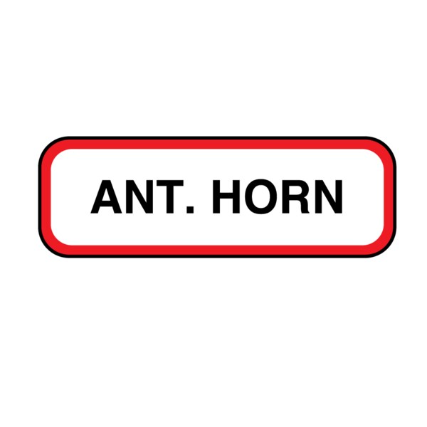 Nevs Position Labels - Ant. Horn 1/2" x 1-1/2" White w/Red & Black XP-065 - main